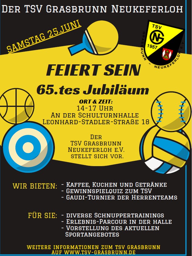 EINLADUNG ZUM 65ten Jubiläum des TSV