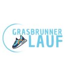 Symbolbild, bestehend aus einem blauen Kreis, im Inneren ein Turnschuh mit dem Text Grasbrunn Lauf 2024