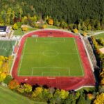 Der Sportpark Grasbrunn aus der Luft fotografiert